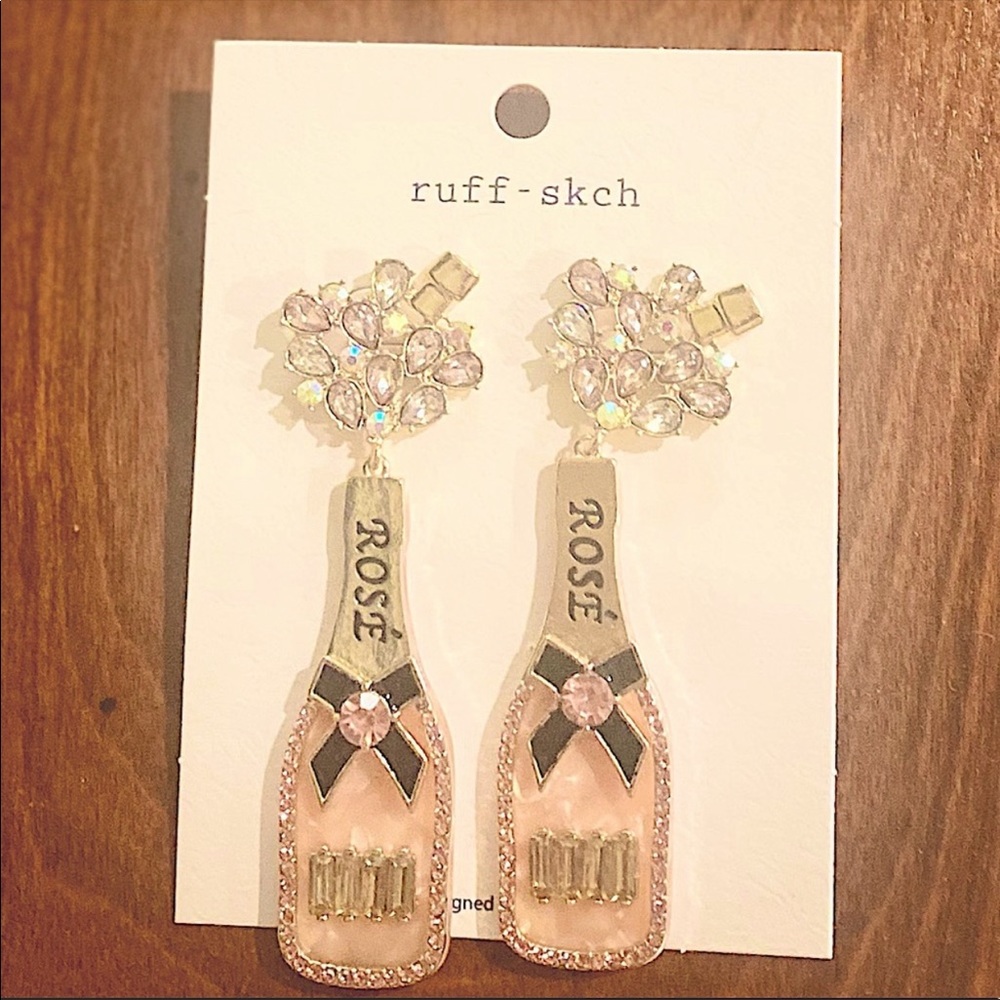 NWT Anthropologie Rosé champagne fashion earrings